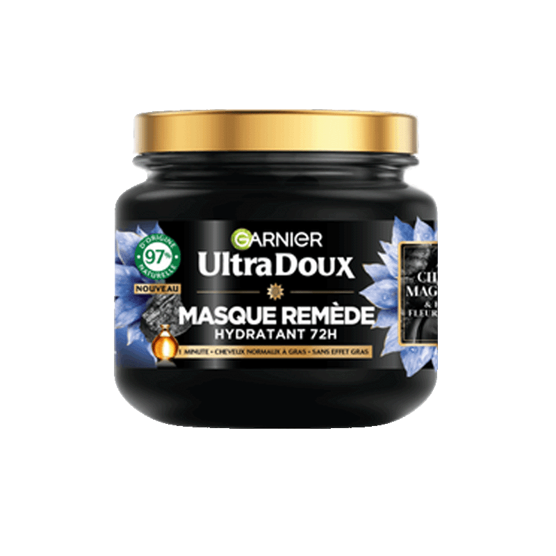 GARNIER ULTRA DOUX Masque Remède Équilibrant Charbon Magnétique 340 ml