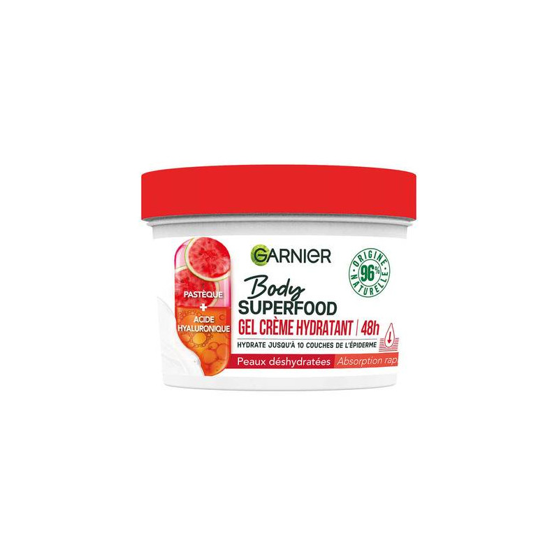 GARNIER BODY SUPERFOOD - Gel crème hydratant [Extrait de Pastèque + Acide Hyaluronique] 380 ml