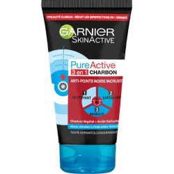 GARNIER PURE-ACTIVE Nettoyant 3 en 1 Anti-Points Noirs