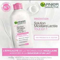 GARNIER SKINACTIVE -Solution Eau micellaire démaquillante lactée pour peaux sèches et sensibles 400 ml