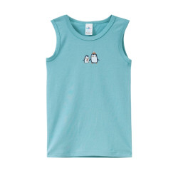 TOPOMINI - 2 maillots de corps bébé à motif pingouin -  turquoise / crème 86/92 (18-24 mois)