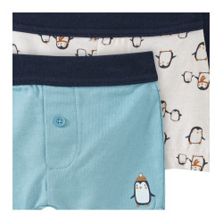 TOPOMINI - 3 boxer bébé à motif pingouin -  turquoise / crème 86/92 (18-24 mois)