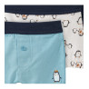 TOPOMINI - 3 boxer bébé à motif pingouin -  turquoise / crème 86/92 (18-24 mois)