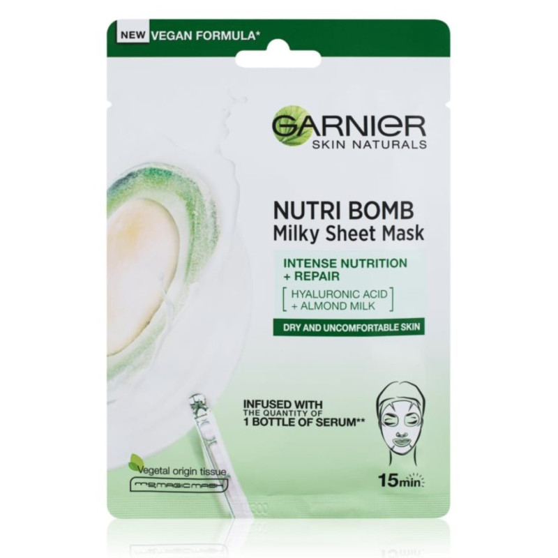 SKINACTIVE NUTRI BOMB - Masque Tissu au Lait d'amande Nutrition & Réparation