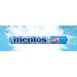 MENTOS - Mint- Menthe, BONBONS À MÂCHER, DRAGÉES, ROULEAU 5 X 37,5G