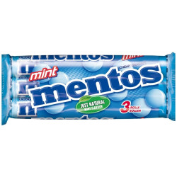 MENTOS - Mint- Menthe, BONBONS À MÂCHER, DRAGÉES, ROULEAU 5 X 37,5G