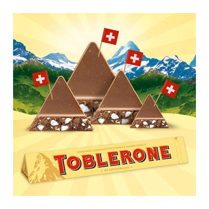 Toblerone -Tablette chocolat au lait suisse miel et amande 100 g