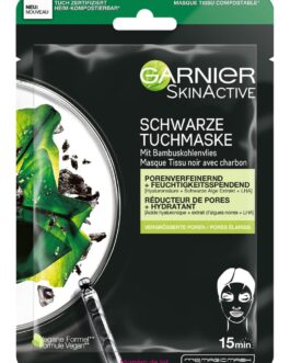 GARNIER SKINACTIVE –  Masque Tissu Au Charbon végetal Purifiant & Hydratant, réducteur de pores -28g